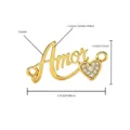 Gold plated Amor letter heart pendant zircon DIY charm jewelry necklace accessory 2.5cm - Amor Letter Heart Link / Pendant Only (2.5x1.3cm)