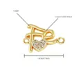 Gold Plated Copper FE Letter Heart Cubic Zirconia DIY Jewelry Pendant Connector 1.8cm - Gold Heart FE Letter Rhinestone Style (NAD05-9) / Pendant Only (1.8cm)
