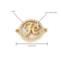 Gold plated copper DIY jewelry pendant connector with sparkling zircon stones and letter design. - Gold Round Fé Letter Rhinestone Style (NAD06-10) / Pendant Only (1.5cm)