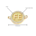 Gold plated copper round charm with FE letter and cubic zirconia for DIY jewelry making. - Gold Round FE Letter Rhinestone Style (NAD05-10) / Pendant Only (1.4cm)