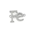 Silver Fe letter zirconia pendant DIY charm for necklace bracelet jewelry accessory variant. - Silver Fe Letter Rhinestone Link Charm (NAD06-2) / Pendant Only (Without Chain)