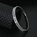 Elegant rhinestone pave shell double row metal bracelet for women fashion trendy jewelry - Silver