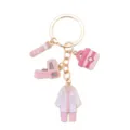 Cute pink medical enamel keychain with doctor coat, thermometer and medical bag charms! - Pink