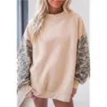 Sudadera oversize de mujer con cuello alto y mangas largas con estampado de camuflaje. - S / Albaricoque