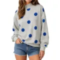 Sweat-shirt Ample à Manches Longues avec Motif Pois Col Montant Décontracté Femme - S / Hauts / Gris clair