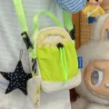 Korean style contrast color casual crossbody bag with star pendant and pouch for women daily use - White (With Heart Pendant)