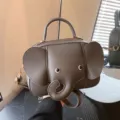 Süße Elefanten Form Umhängetasche für Damen, kreative Cartoon PU Leder Schultertasche Handtasche - Grau