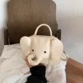 Niedliche Elefanten Form Umhängetasche für Damen, originelle PU Leder Handtasche. - Gebrochenes Weiß