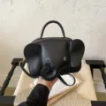 Cute cartoon elephant design black handbag, creative single shoulder crossbody bag for women. - Black