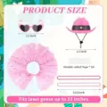 Set di San Valentino per oca da prato rosa con cappello tutu occhiali e collana. - Set Abbigliamento Decorativo Oca / Set Cappello+Occhiali+Gonna+Punti Di Colla+Collana / Set Rosa
