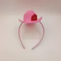 Cerchietto con cappello da cowboy rosa e labbra di strass per feste di San Valentino e matrimoni. - Rosa