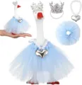 Oca bambola abito principessa corona collana di perle set carino animale domestico set - Set gonna in tulle blu