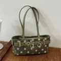 Grüne Pünktchen Umhängetasche für Damen stilvolle lässige Pendler Handtasche Alltagstasche - Grün