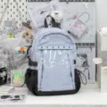 Zaino giappose a pois carino con finestra trasparente, borsa scolastica casual per ragazze. - Blu