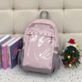 Zaino rosa a pois giapponese per ragazze, borsa scolastica casual carina e leggera per tutti i giorni. - Rosa
