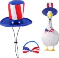 Set di decorazioni patriottiche complete con cappello e papillon per oca da veranda. - Set cilindro e papillon