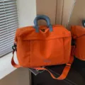 Borsa da viaggio arancione con manici grigi, grande capacità borsa sportiva leggera - Arancione