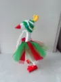 Cute Christmas goose figurine with handmade crochet hat and tulle skirt for holiday desktop decor. - Christmas Tree Set