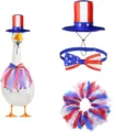 Fourth of July porch goose costume set includes top hat, bowtie and patriotic tutu. - Top Hat, Skirt & Bow Tie 3-Piece Set