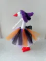 Halloween cute little goose duck figurine toy with purple witch hat and colorful tutu skirt outfit. - Purple Witch Set