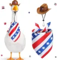 Set vestito oca patriottico cappello da cowboy bandana rosso bianco blu 23 pollici - Cappello da cowboy e bandana con stella grande