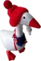 Figura de pato de madera con gorro de punto rojo y bufanda azul, decoración de escritorio SKU. - Conjunto de Caperucita Roja