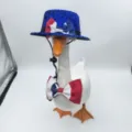 Set cappello e papillon patriottico da oca per veranda da 23 pollici decorazione festiva - Set di cappello e papillon da 2 pezzi (grandi stelle)