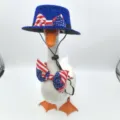 Independence Day Porch Goose Outfit Hat Bowtie Set 23 Inch White Goose Holiday Decor - Flat Top Hat & Small Star Bow Tie Set