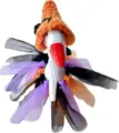 Figura de pato de madera de Halloween con sombrero de bruja de ganchillo y tutú - Set de bruja naranja