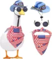 Costume da anatra bandiera americana 4 luglio cappello occhiali da sole bandana set - Set con nastro blu e piume