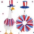 Patriotic porch goose outfit set with top hat and ruffle collar for 23 inch holiday decor - Top Hat & Skirt