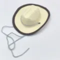 Vista dettagliata del cappello da cowboy per animali, tessuto di carta traspirante estivo. - Bianco latte