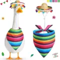 Set costume oca da veranda messicana cappello sombrero e bandana a righe per cortile - Set berretto con pompon e sciarpa senza pompon