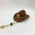 Mini pet cowboy hat with gold glitter star and adjustable chin strap for cats and dogs. - 13.5*10*5cm / Dark Brown