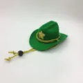 Green pet cowboy hat with gold glitter star and chin strap for festive party dressing. - 13.5*10*5cm / Green