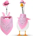Pink goose cowboy hat and paisley bandana set for porch goose and pet costume party decor - Pink Pentagram & Pink Scarf