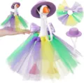 Set di vestiti carino per piccola oca da 7 pollici con tutu viola e accessori per cappello. - Set cappello e gonna viola