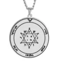 Stainless steel Seal of Solomon talisman pendant necklace with occult mystic symbols. - Number 2