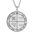 Stainless steel Solomon seal amulet pendant necklace, mystical occult talisman jewelry. - Size 3