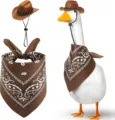 Porch goose costume set featuring a stylish brown cowboy hat and classic paisley bandana. - Brown Pentagram Set & Brown Scarf