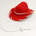Mini cappello da cowboy rosso per animali, accessorio costume western per gatto cucciolo con corda. - 13,5*10*5 cm / Rosso