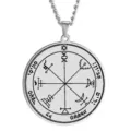Stainless steel Solomon seal planetary amulet pendant necklace detailed engraving design occult jewelry. - Size 7
