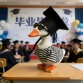Set di giocattoli piccola anatra di laurea da 7 pollici con cappello nero e occhiali. - Tocco da laureato, vestiti e occhiali da sole per oca piccola
