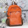 Zaino ita a pois giapponese con una finestra trasparente, borsa scolastica arancione e marrone. - Arancione
