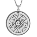 Stainless steel Solomon seal talisman pendant necklace with geometric Hebrew star amulet. - Size 18