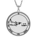 Stainless steel Solomon seal talisman pendant necklace with occult magic circle and hexagram design. - Size 21