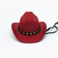 Cappello da cowboy western rosso con elegante fascia a stella nera e cinturino per bambola - Rosso