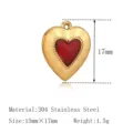304 stainless steel red enamel heart pendant sun ray DIY jewelry accessory charms. - Heart Sun Pattern(DY1696-2) / Gold