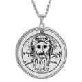 Stainless steel Solomonic talisman pendant necklace with occult sigil and Hebrew text. - Style 33