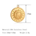 Gold stainless steel sun face pendant 16x18mm DIY jewelry accessory component charm - Sun Face(DY1694-2) / Gold